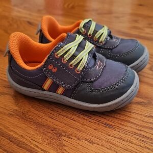 Stride Rite Gray Sneakers with Orange and Yellow Accents